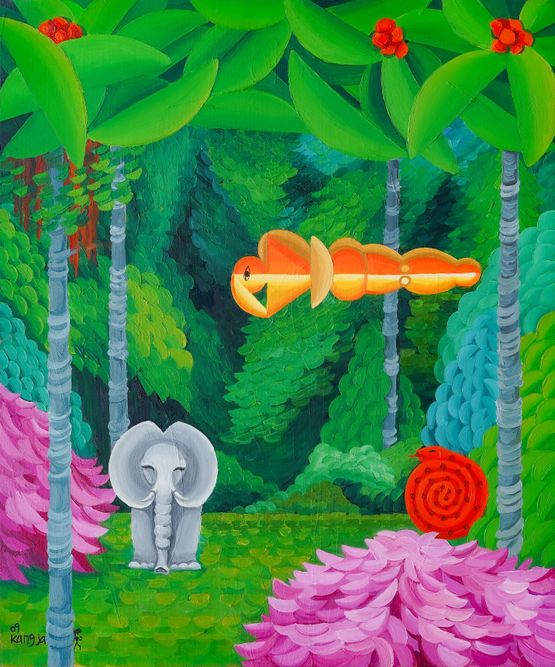 Lovers in a Jungle by Jung Kangja contemporary artwork Painting