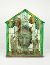 Portrait of the Artist Buddha in Paris Meditation between the programmed future and recorded memory by Tetsumi Kudo contemporary artwork mixed media painting sculpture