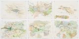 Chains of ponds moated dams contour banks and the regenesis of Jillamatong by John Wolseley contemporary artwork drawing painting print works on paper