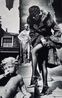 Woman in Coat Adjusting Stocking Paris 1975 by Helmut Newton contemporary artwork Print