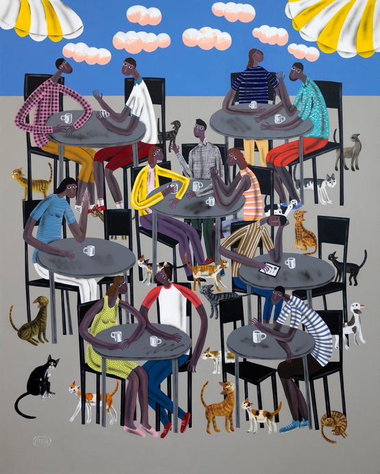 Cat Cafe by Kitti Narod contemporary artwork Painting