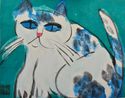 Blue and White Cat by Walasse Ting contemporary artwork Works on Paper