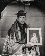 Talking Tintype Andy Everson Citizen of the Komoks First Nation Holds Photograph of his Grandmother by Edward S. Curtis Who Played the Role of Princess Naida in Curtis Film In the Land of the Headhunters CIPX Seattle Art Museum by Will Wilson contemporary artwork photography