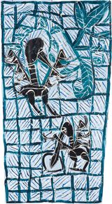 Father and daughter Brolgas by Dhambit Mununggurr contemporary artwork painting