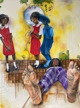 The Tortoise and the Birds by Ekene Emeka-Maduka contemporary artwork painting works on paper