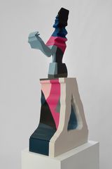 Yes Yes in Chinese Blue Hague Cornforth Telemagenta Railings Lush Pink and Drawing Room. by Nick Hornby contemporary artwork sculpture