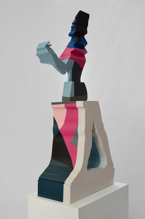 Yes Yes in Chinese Blue Hague Cornforth Telemagenta Railings Lush Pink and Drawing Room. by Nick Hornby contemporary artwork Sculpture