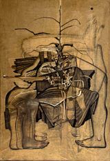 Migrant Labour Unfolding 3 by Vikrant Bhise contemporary artwork mixed media works on paper