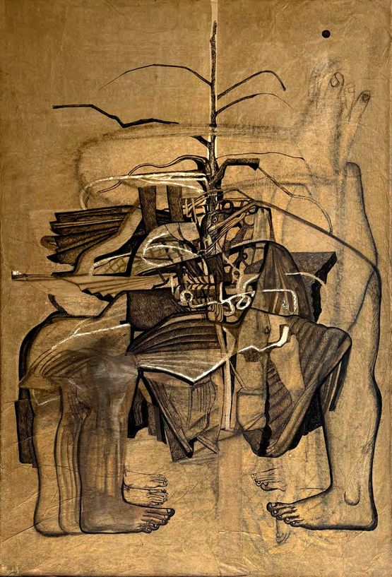Migrant Labour Unfolding 3 by Vikrant Bhise contemporary artwork Works on Paper