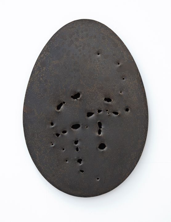 Holy Egg Small Brass Blackened by Gavin Turk contemporary artwork Sculpture
