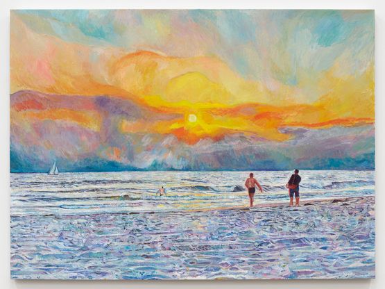 Sunset at Venice Beach during Covid by Keith Mayerson contemporary artwork Painting