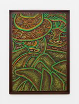 Untitled Pareja en marron verdes y anaranjados by Emma Reyes contemporary artwork painting works on paper