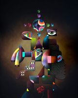 Prism Figure Composition  18 by Luis Lorenzana contemporary artwork painting