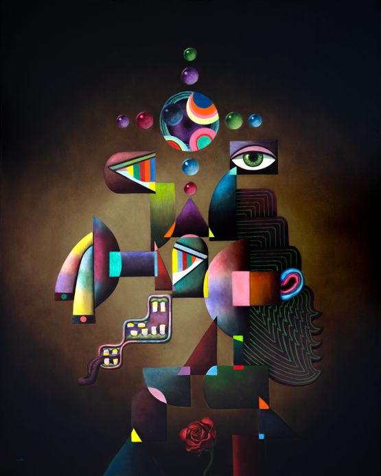 Prism Figure Composition  18 by Luis Lorenzana contemporary artwork Painting