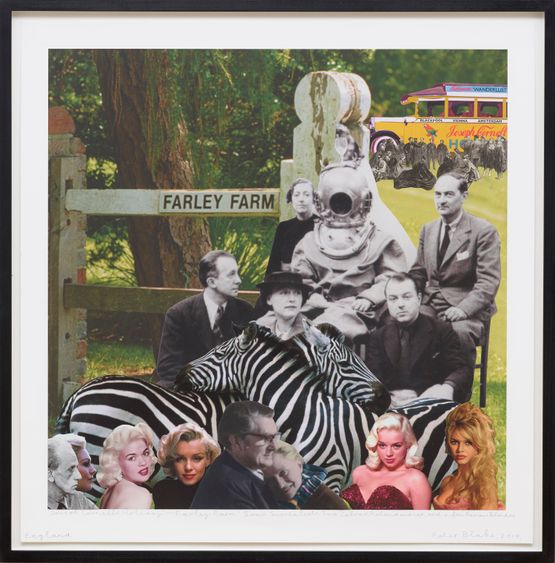 Joseph Cornells Holiday  England Farley Farm. Some Surrealists two Zebras Roland and Lee and a few Famous Blondes by Peter Blake contemporary artwork Print