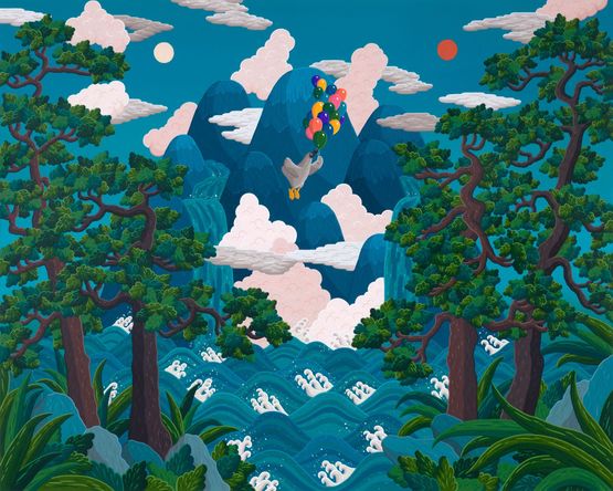 Eternal Voyage Between Sun and Moon by Sunwoo Kim contemporary artwork Painting