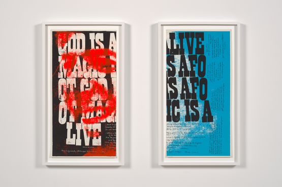 god is alive two parts by Corita Kent contemporary artwork Print