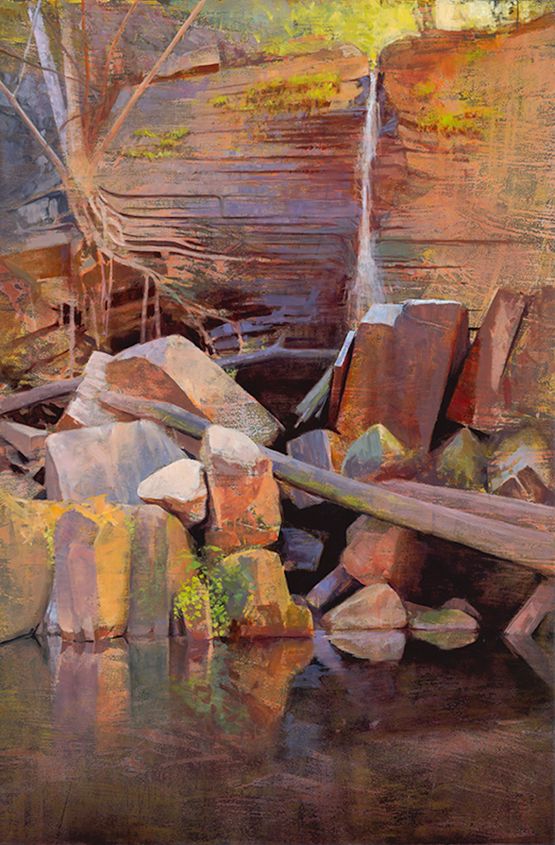 Wards Canyon Waterfall and Fig by A.J. Taylor contemporary artwork Painting