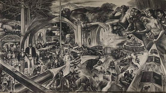 Western ruined Eastern the history burned the debt return by Aris Prabawa contemporary artwork Works on Paper