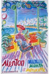 Menton Vintage French Travel Poster by Constantin Terechkovith contemporary artwork print
