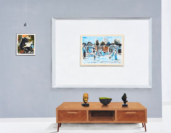 Tribute to Ephraim Ngatane by Sam Nhlengethwa contemporary artwork Painting