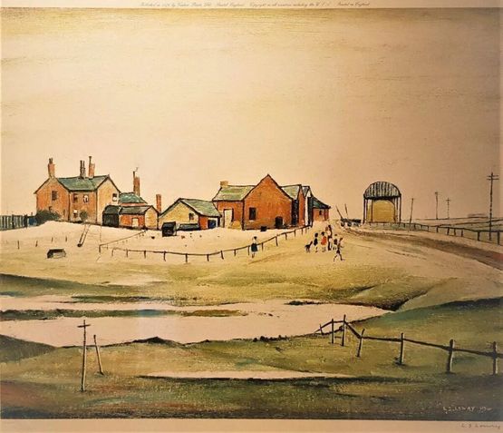 Landscape with Farm Building by Laurence Stephen Lowry contemporary artwork Print