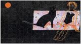 Kedimle birlikte mehtab seyrediyoruz by Azade Koker contemporary artwork mixed media painting