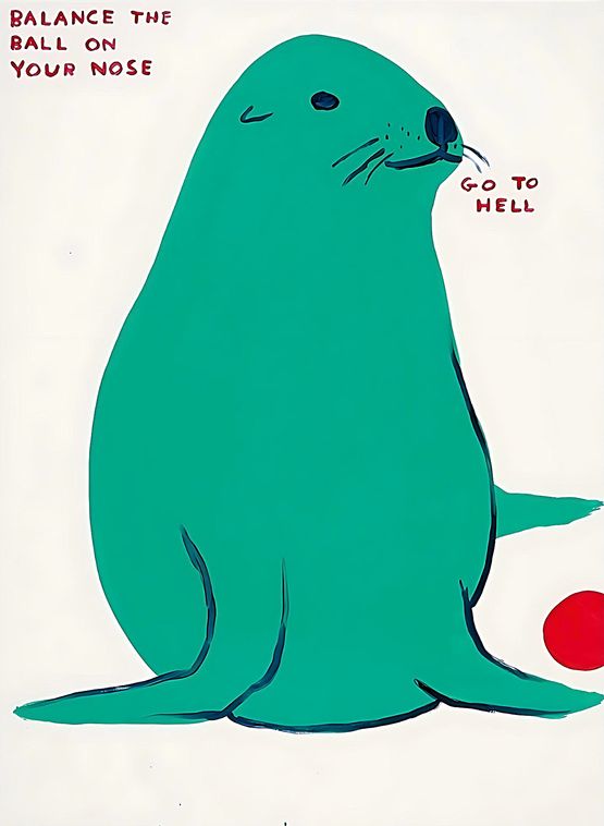 Balance the ball by David Shrigley contemporary artwork Print