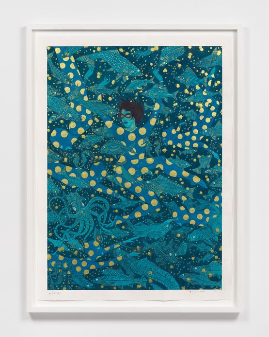 Blue wave by Marcel Dzama contemporary artwork Works on Paper