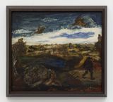 Untitled Riccio ed anatre in volo Hedgehog and ducks in flight by Luigi Zuccheri contemporary artwork painting
