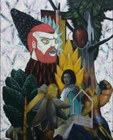 Keeping the Family Afloat by Rodel Tapaya contemporary artwork painting