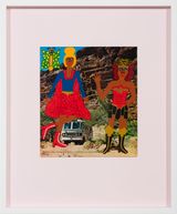 Supergirl and Wonder Woman on Country by Kaylene Whiskey contemporary artwork painting works on paper