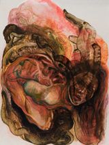 Self-portrait in hell by Lilly Varga contemporary artwork works on paper