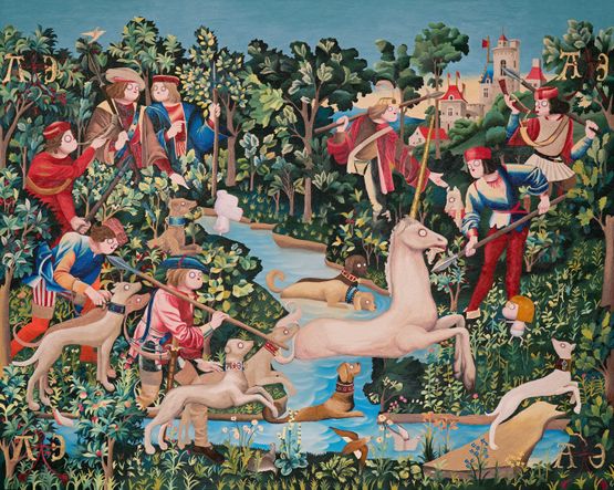 The Unicorn Crosses a Stream by Woo Kukwon contemporary artwork Painting