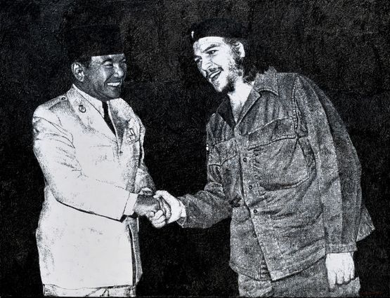 Dua Sahabat Two Friends by Mangu Putra contemporary artwork Painting