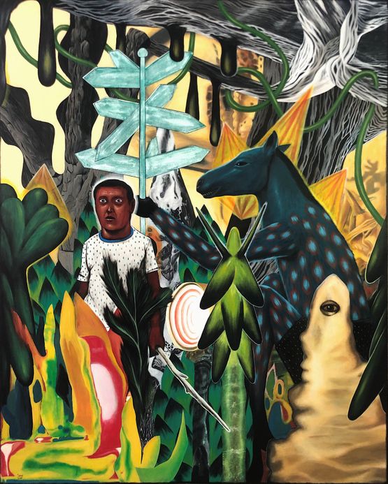 Lost in the Woods by Rodel Tapaya contemporary artwork Painting