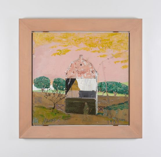 House With Hoarding by Merlin James contemporary artwork Painting