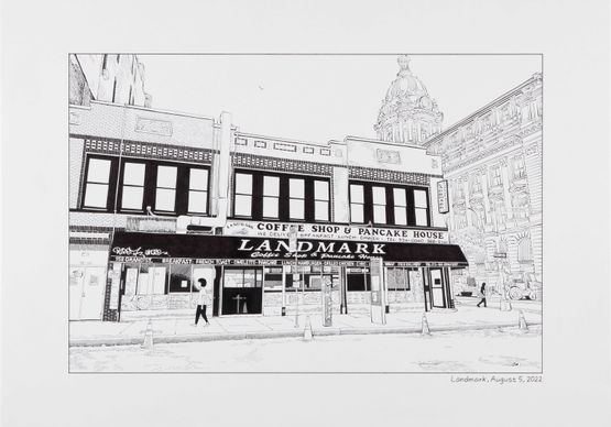Noodling in New York series Landmark August 5 2022 by Kondoh Akino contemporary artwork Works on Paper