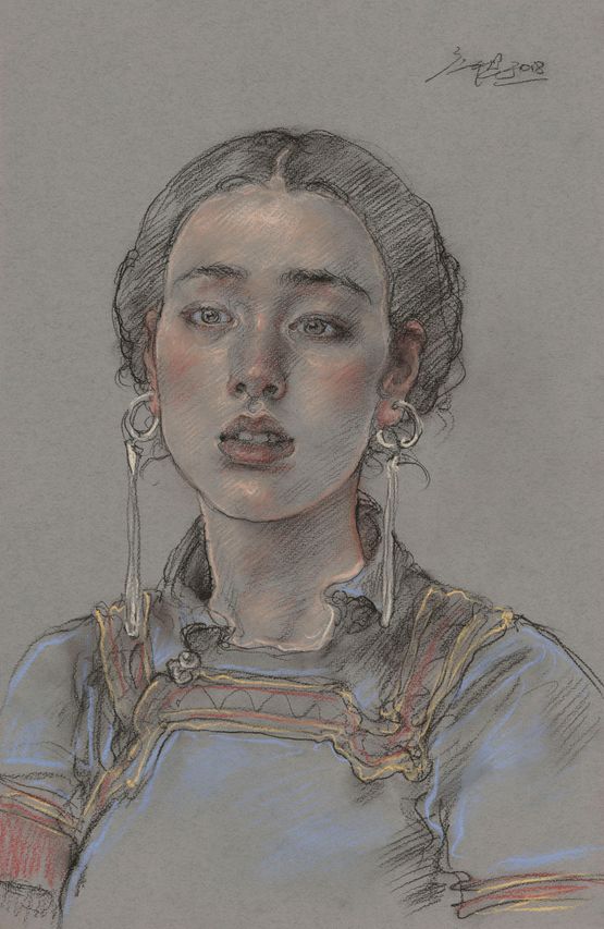 Yi Girl 2018No.1 by Pang Maokun contemporary artwork Painting