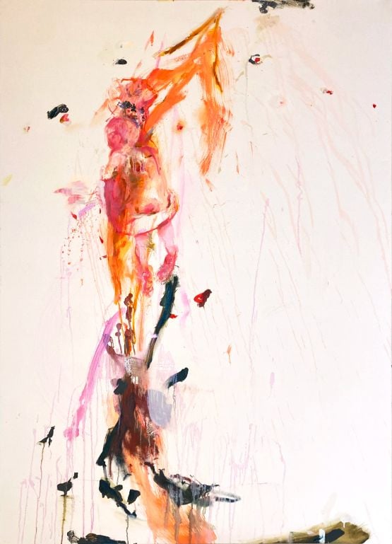 Looking to the sky with your feet in the earth by Araminta Blue contemporary artwork Painting