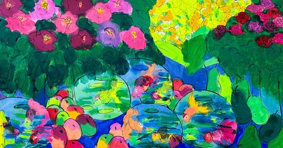 Five Bowls of Goldfish by Walasse Ting contemporary artwork Painting