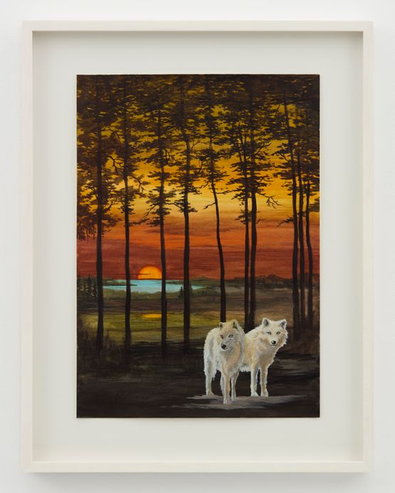 Arctic Wolf Sunset by Neil Raitt contemporary artwork Painting
