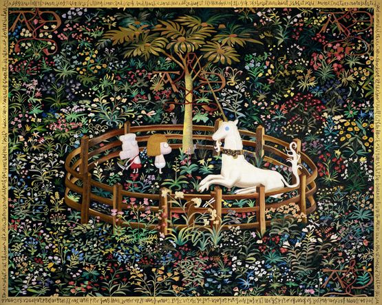 The Lady and Unicorn by Woo Kukwon contemporary artwork Painting