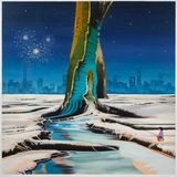 He Enjoyed the Night Scenery Alone by Liane Chu contemporary artwork painting