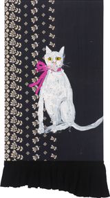 White Cat with Pink Ribbon by Jenny Watson contemporary artwork painting