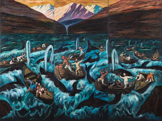 Whale Hunters by Qin Qi contemporary artwork Painting