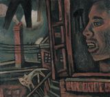 Self-portrait in a Red-brick House by Mao Xuhui contemporary artwork painting works on paper