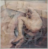 Ya tienen asiento from the series Caught in Disasters IVIX by Sandra Del Pilar contemporary artwork painting textile