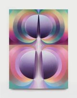 Split Orbs in purple pink green and teal by Loie Hollowell contemporary artwork painting