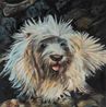 A Brown and White Dog Laying on Top of a Couch by Alexander Reben contemporary artwork Painting